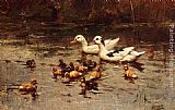 Famous Ducks Paintings - Ducks Having A Swim